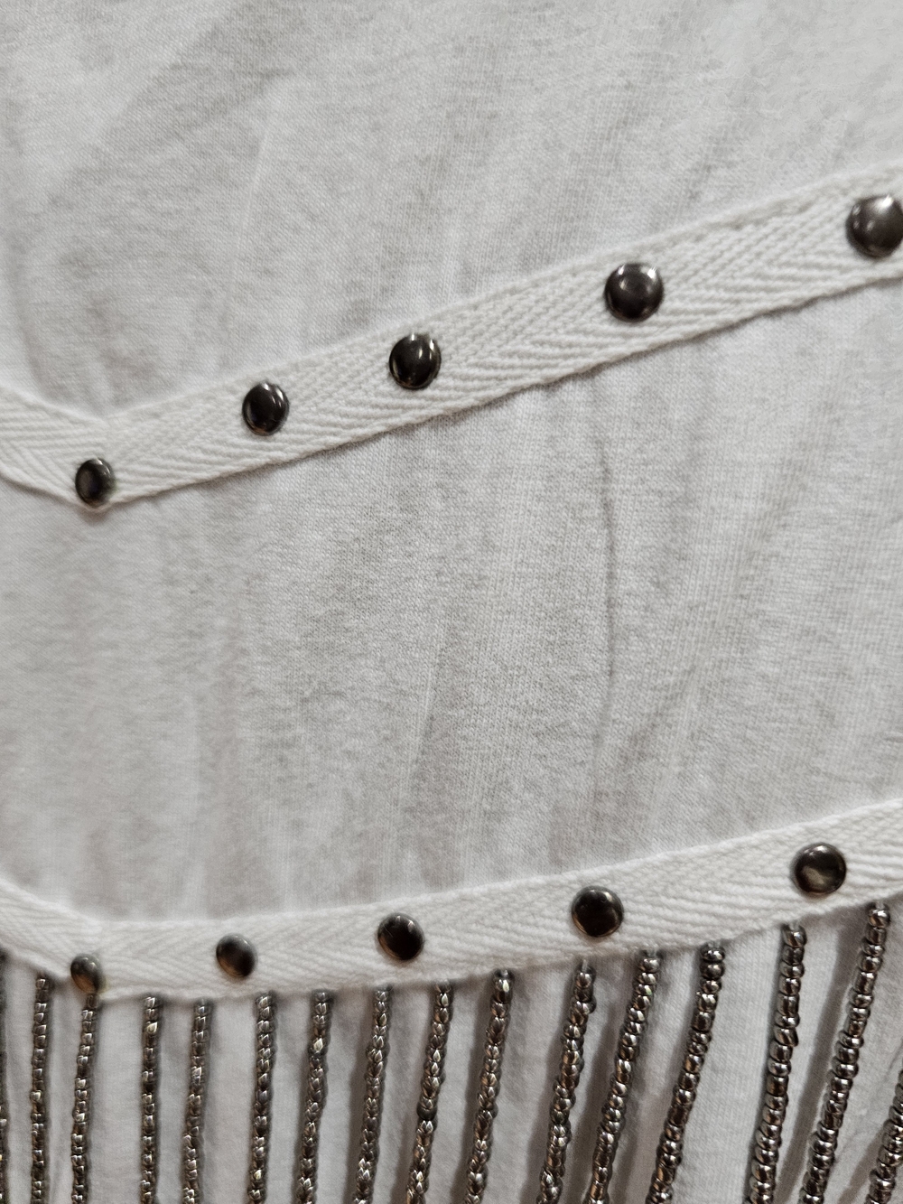 Idyllwind White V-Neck Bead Fringe Tank Top with Silver Studs - Picture 3 of 7